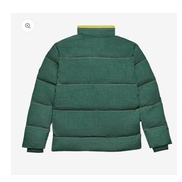New Allbirds Mens L Trino Puffer Jacket Forest Green Yellow Full Zip Warm Coat - Picture 4 of 6